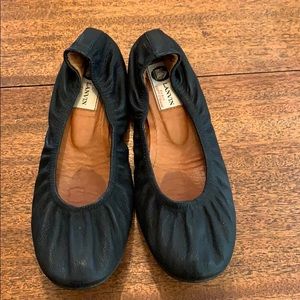 Black leather Lanvin flats